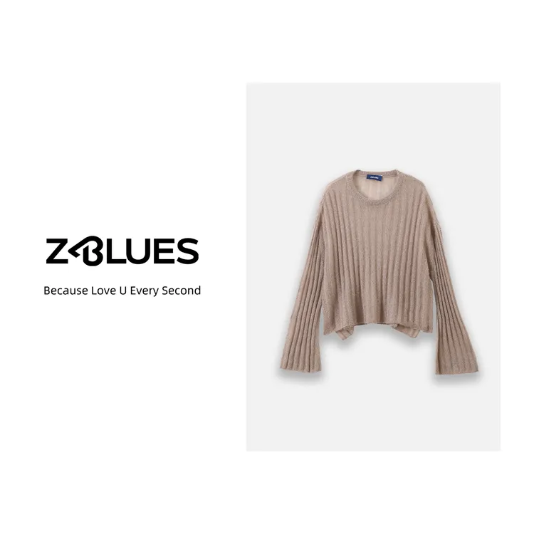 Z.blues【白露未晞】宽松落肩廓形马海毛慵懒喇叭袖女YZXPL862