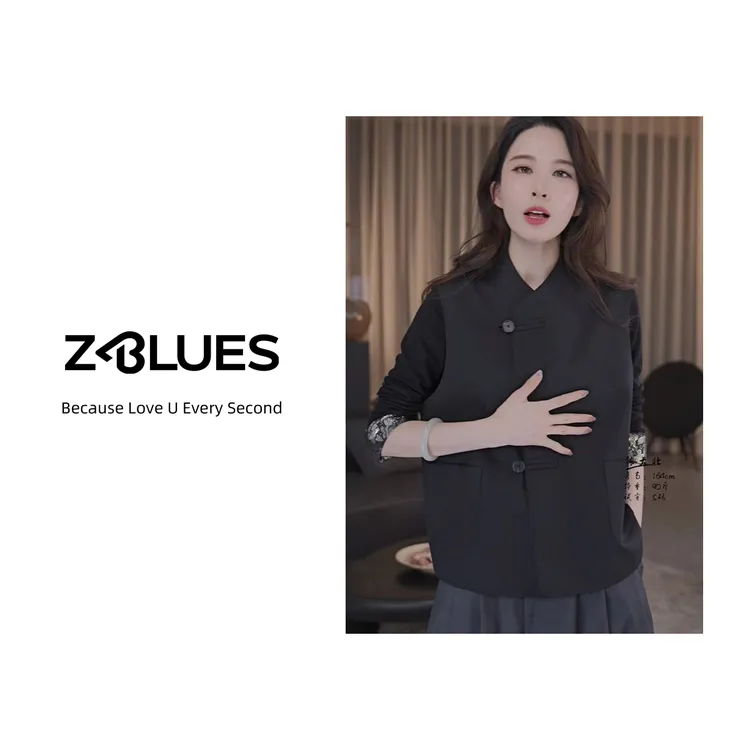 Z.blues【初夏雨落】新中式复古黑色时髦外搭马甲YZGGCC8005