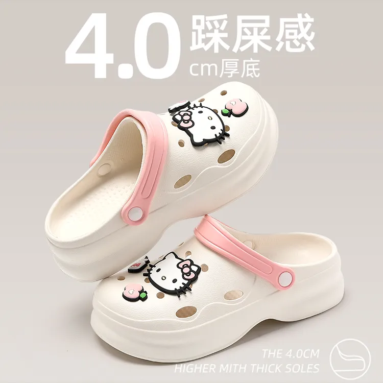 HelloKitty洞洞鞋女款夏季2024新款外穿防滑不臭脚厚底沙滩凉拖鞋