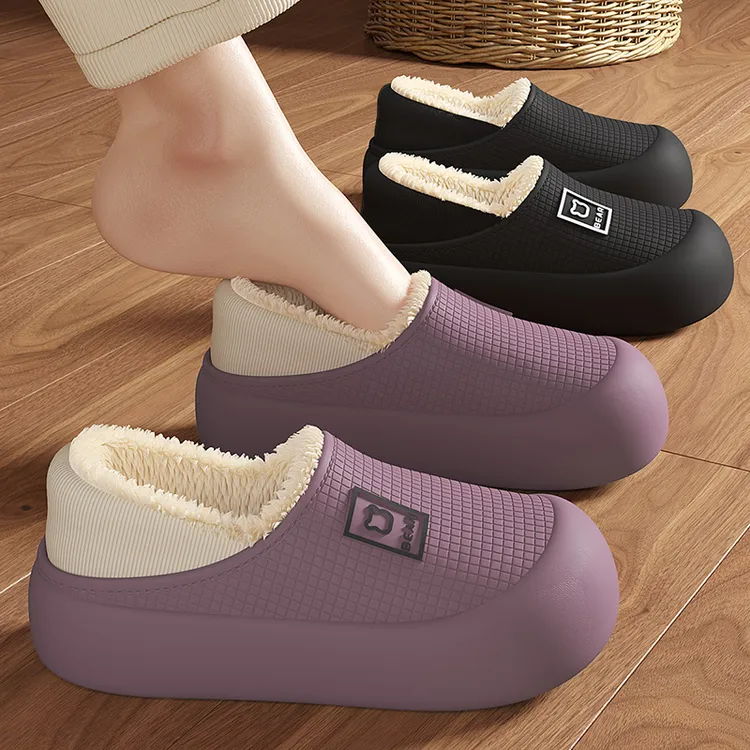防水棉拖鞋女士冬季2025新款外穿防滑保暖加绒包跟棉拖鞋男士冬天