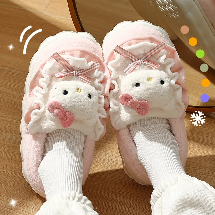 hellokitty棉拖鞋冬季女外穿2025新款宿舍防滑包头包跟棉鞋三丽鸥