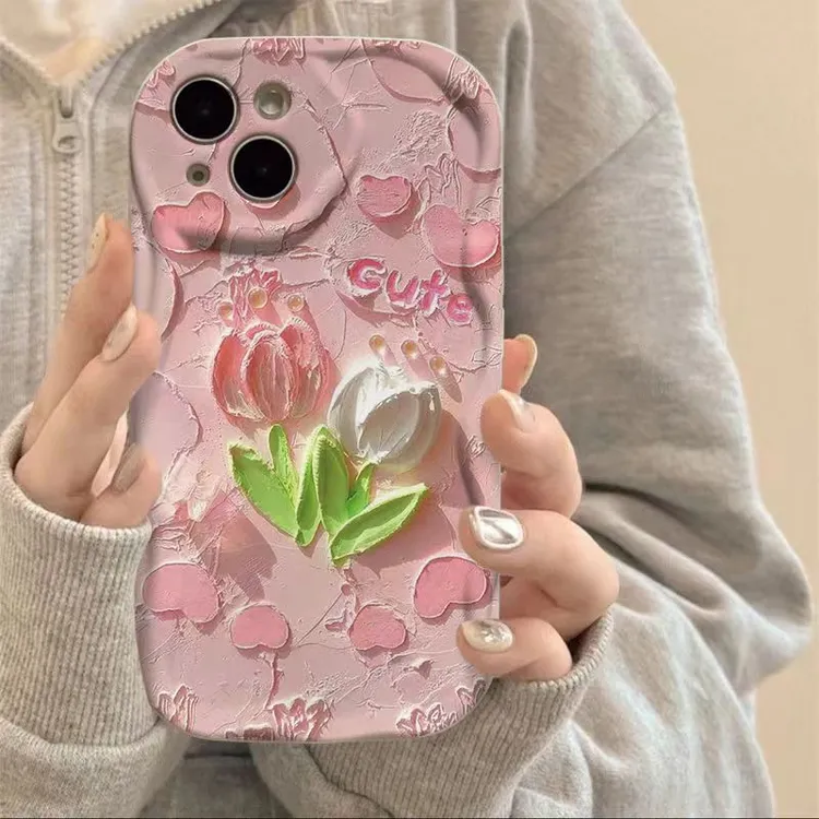 油画郁金香适用苹果15华为vivo/oppo/小米iPhone14promax手机壳女