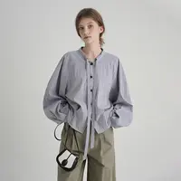 ®Letm24新品’褶皱插肩微泡复古好版型收腰显瘦衬衫休闲上衣纯色秋