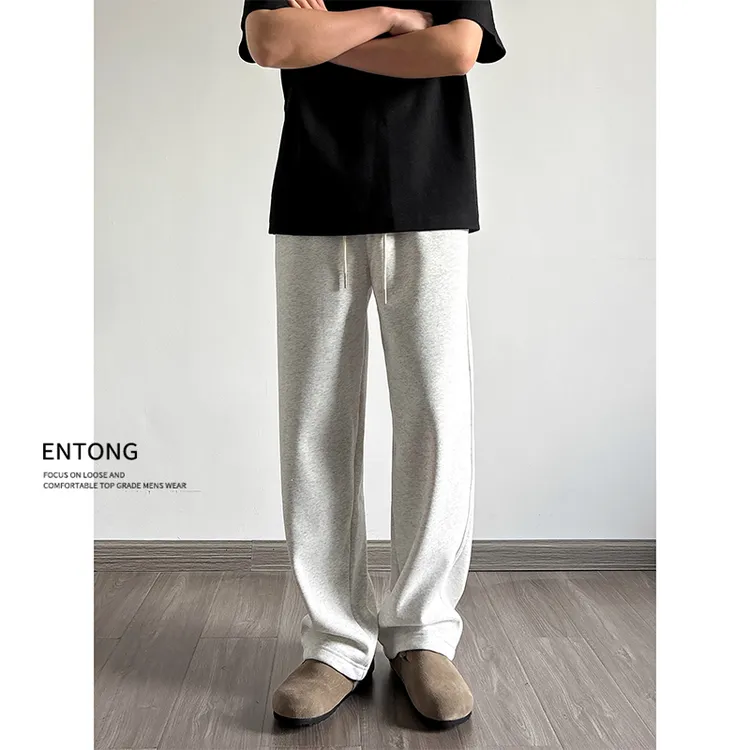Entong美式运动风卫裤男生基础纯色直筒休闲裤慵懒宽松百搭长裤子