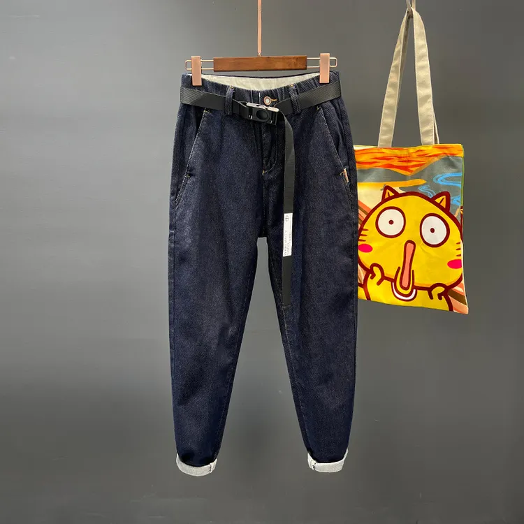 2025秋季新款深蓝色牛仔裤男款宽松直筒潮牌百搭爆款春秋长裤子男