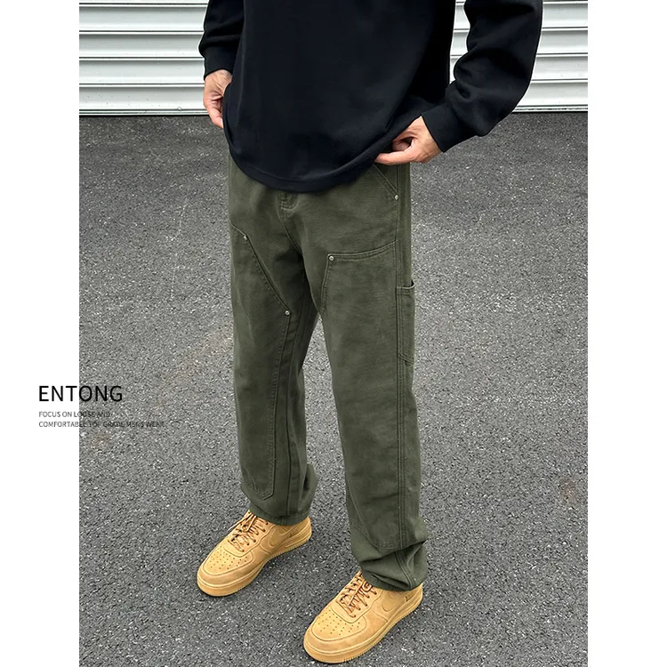 Entong秋冬美式cleanfit百搭牛仔裤男款直筒宽松工装休闲裤子男女