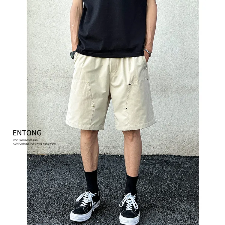 Entong工装短裤男款大码新款薄款美式潮牌宽松直筒伐木休闲五分裤