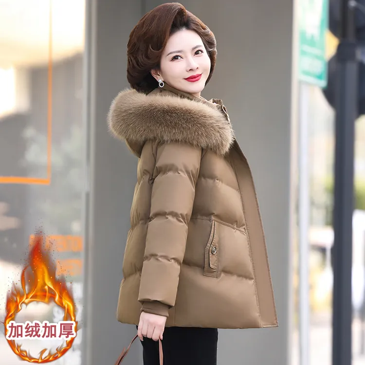 中老年妈妈短款加绒加厚保暖棉衣外套女2025冬季小棉袄子中年棉服