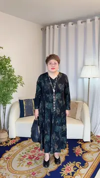 连衣裙时尚气质宽松夏季双面中长款提花显瘦长款大码连衣裙百搭