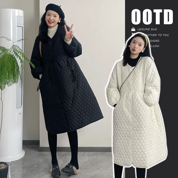 孕妇装2025冬装新款棉服外套显瘦时候收腰中长款宽松遮肚子棉袄女