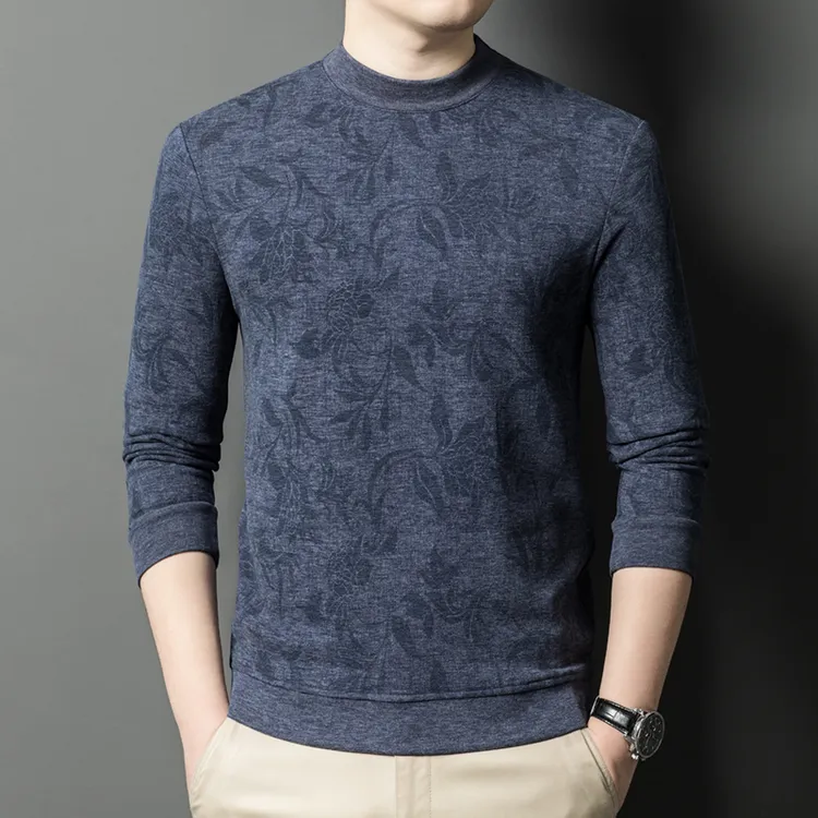 务实派#男士秋冬含羊毛加蚕丝德绒半高领打底衫修身卫衣