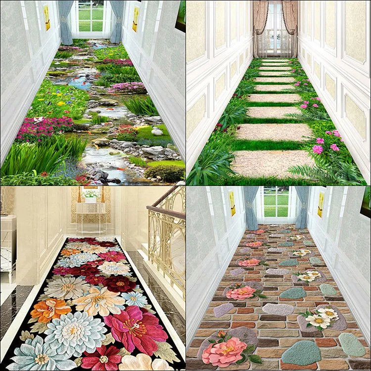 田园风客厅地毯卧室床边毯可裁剪玄关门垫地垫走廊过道地毯楼梯垫