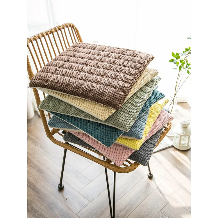 简约北欧毛绒餐椅垫加厚可拆洗椅子垫现代布艺久坐办公椅坐垫纯色