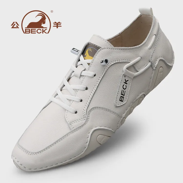 公羊男鞋2025年春季新款真皮男士休闲皮鞋百搭白色鞋子男耐磨潮鞋