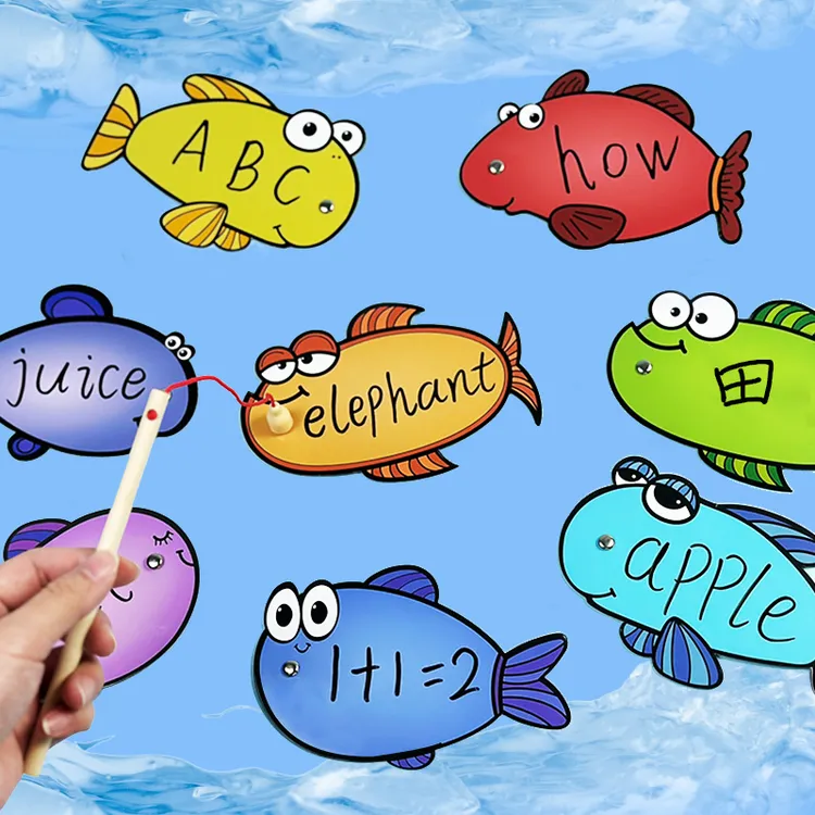 磁吸钓鱼教具玩具幼儿园亲子互动早教小学英语文数学课堂游戏教具