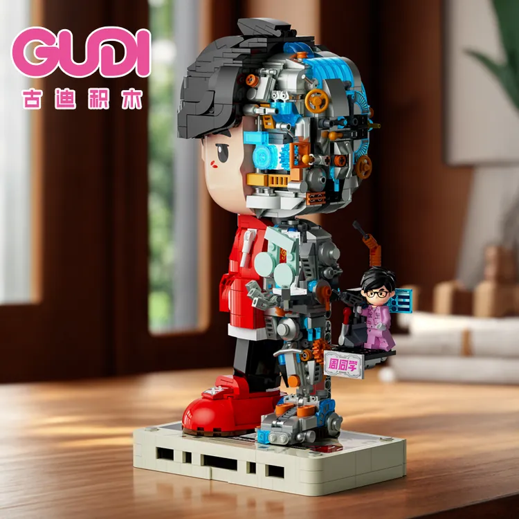 周杰伦半机械人积木录影带造型摆件1435颗粒生日礼物潮玩手办周边