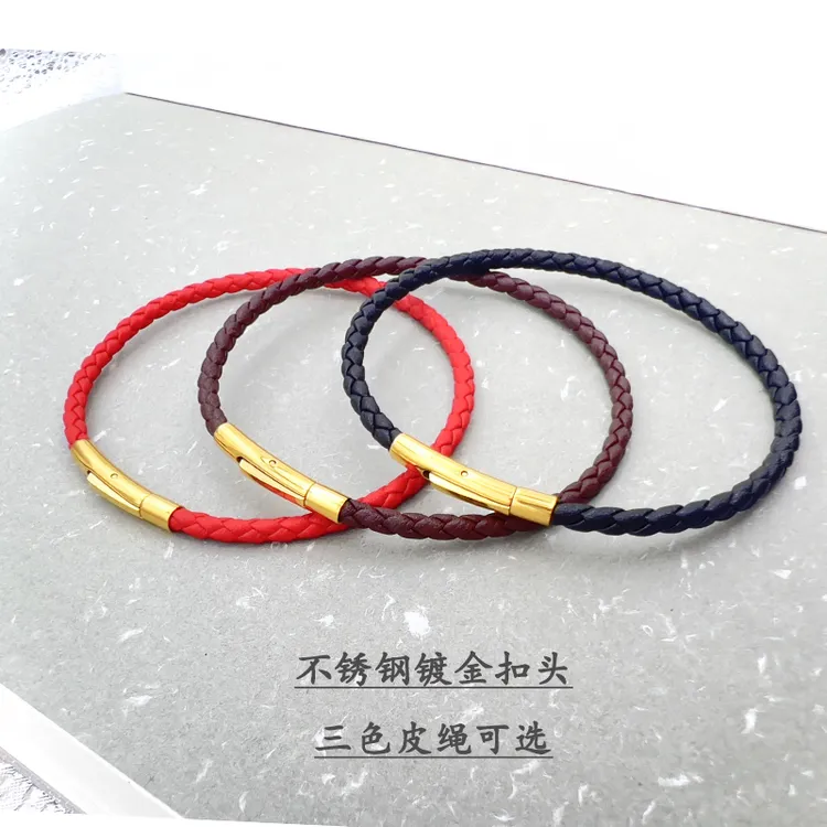 不锈钢皮质手链 手链手链红绳手链转运珠皮绳编织绳女生防水