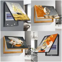 电表箱免打孔装饰画现代简约新款镶钻立体抽象质感铝合金晶瓷画