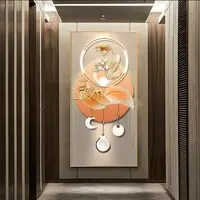 升级款-羽毛吉祥现代中式风晶瓷画装饰画玄关走廊挂画轻奢入户