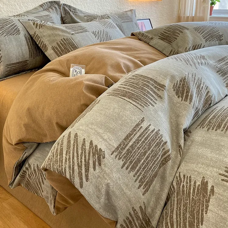 2025新款加厚磨毛四件套秋冬被套床单人三件套家纺床上用品床笠款