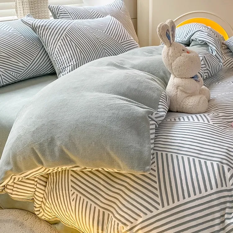 冬季A纯棉全棉B牛奶绒被套单件冬天加厚珊瑚法兰绒面被罩单人被单