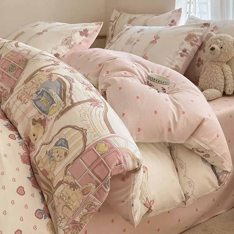 洛丽塔可爱纯棉四件套全棉被套床单人学生宿舍家纺床上用品三件套