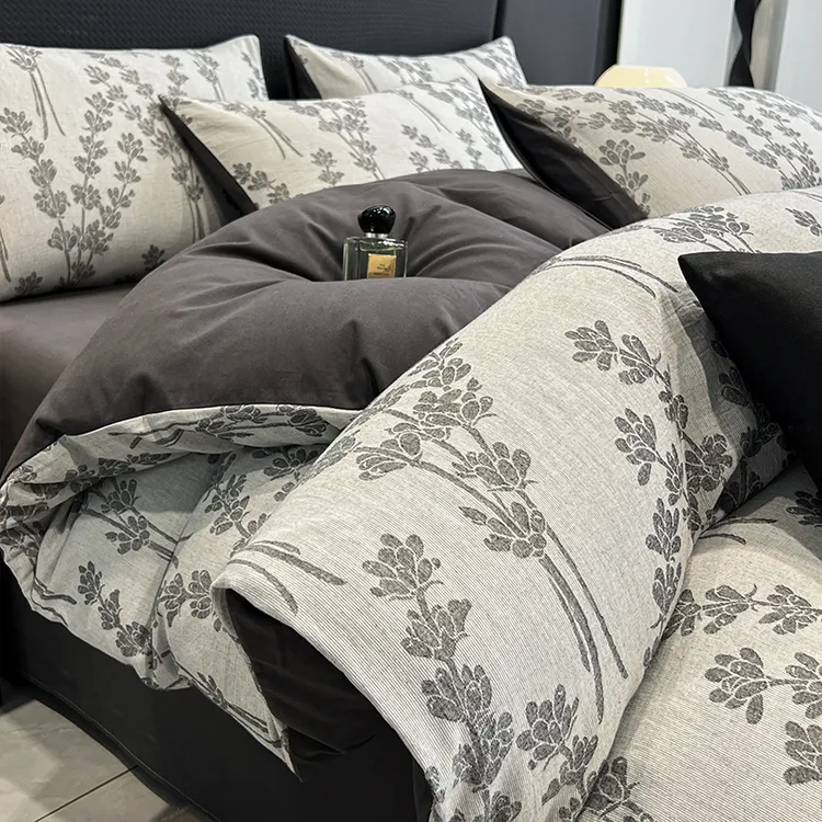 秋冬季全棉磨毛提花被套单件150×200×230复古风纯棉2米被罩床品