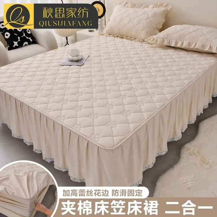 法式床裙款加棉床笠单件2025新款加厚席梦思床垫保护罩全包床罩套