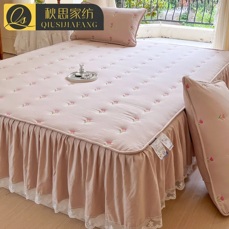 2025新款夹棉加棉花边床笠床裙二合一加厚床罩套席梦思床垫保护套