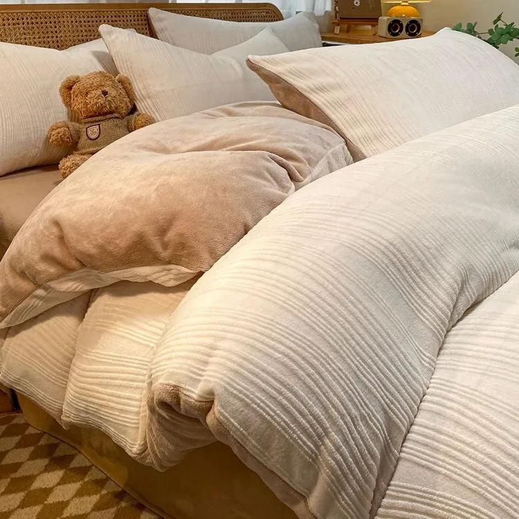 双面加厚牛奶珊瑚绒床上四件套冬季加绒保暖被套法兰绒床品三件套商品图