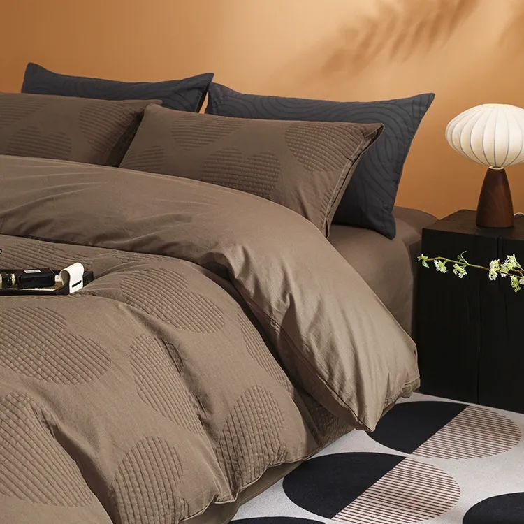 轻奢提花三层纱床上四件套纯棉全棉2024新款床笠床单人三件套床品