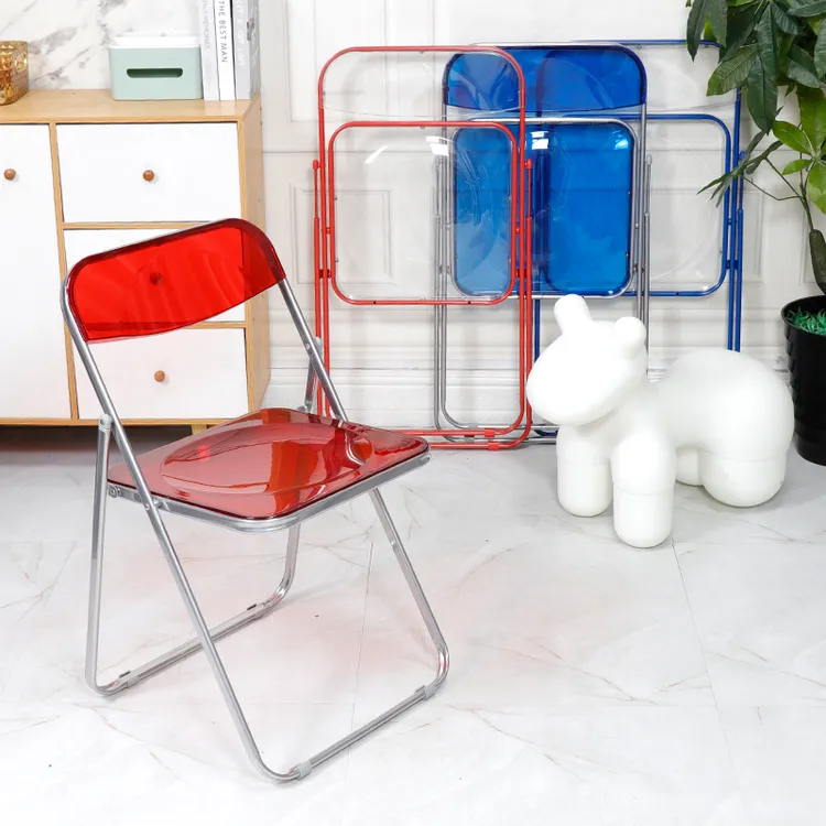 透明折叠椅亚克力家用ins风餐椅时尚网红服装店拍照椅子化妆凳子
