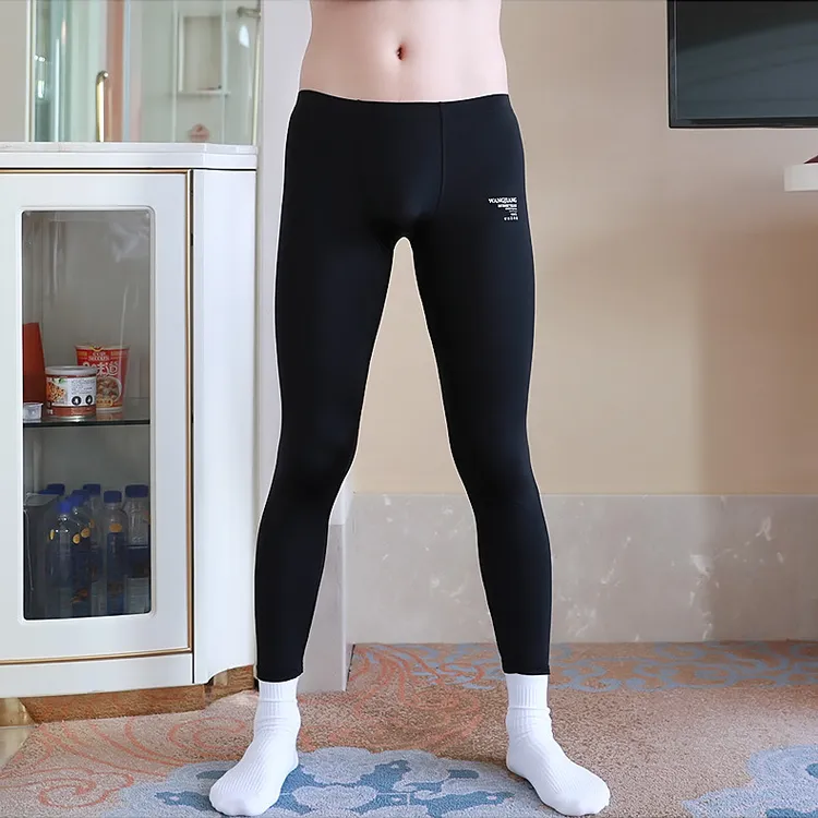 2024新款男士薄款纯色修身面膜裤打底裤秋裤可外穿弹力运动打底裤