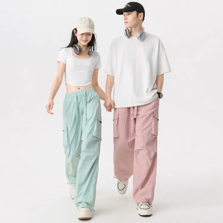 休闲裤女2025新款夏季情侣时尚潮牌宽松百搭直筒冰丝透气工装裤子