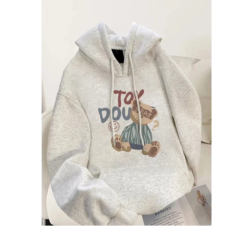 休闲小熊连帽卫衣女春秋冬季新款爆款宽松小个子上衣帽衫外套长袖