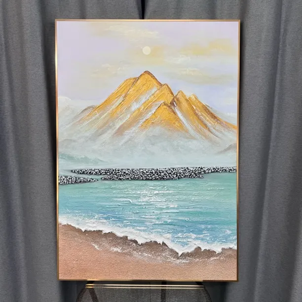 《日照金山》纯手工砂岩肌理立体玄关花招财转运客厅大尺寸挂画