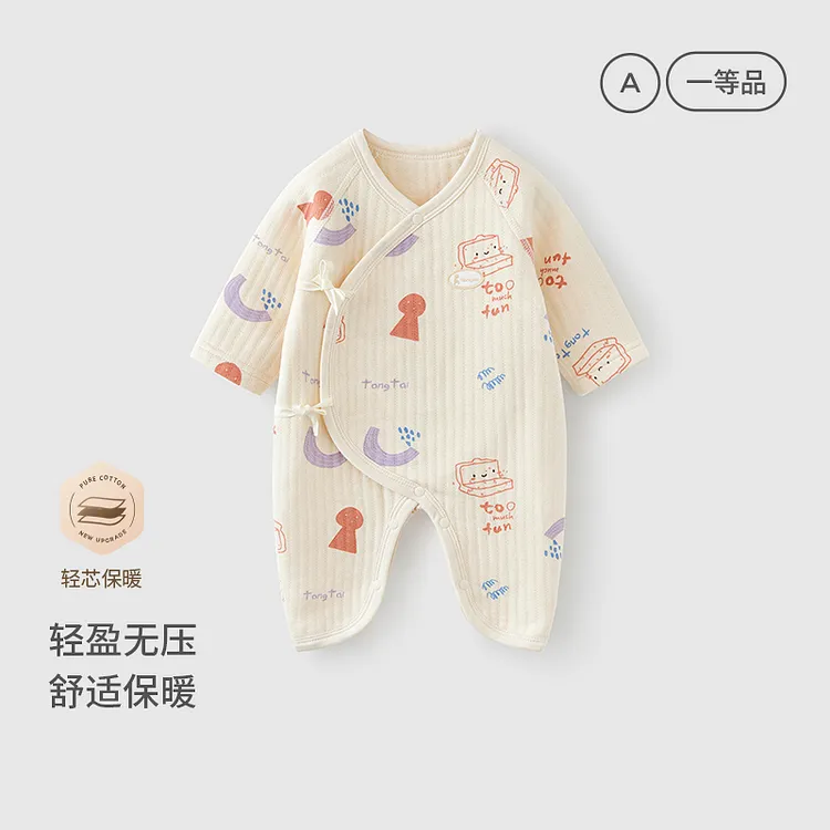 【保暖护肚】童泰秋冬季宝宝连体衣新生婴儿衣服偏开蝴蝶哈衣爬服