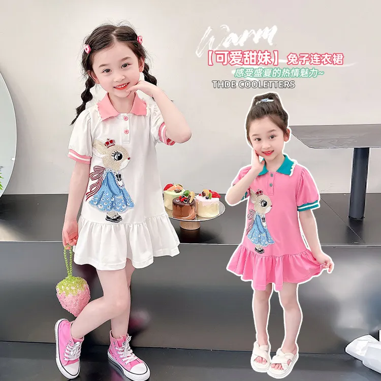 （珠地棉）夏季女童Polo连衣裙小女孩学院风洋气裙子