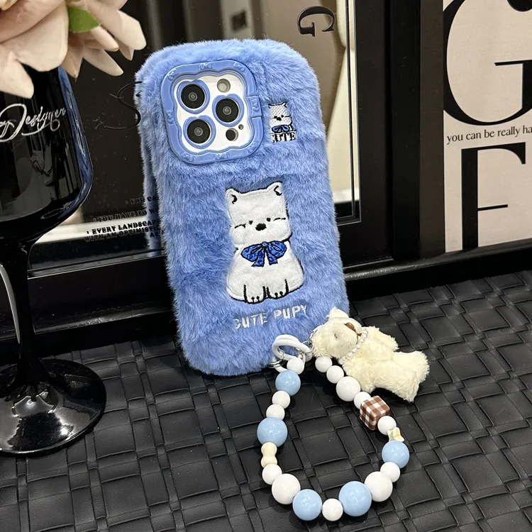 西高地狗狗豹纹手机壳苹果16保护套15pro毛绒14promax软13潮12包