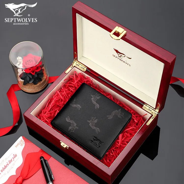 七匹狼男士钱包高档DIY刻字钱夹礼盒男朋友老公情人节520生日礼物