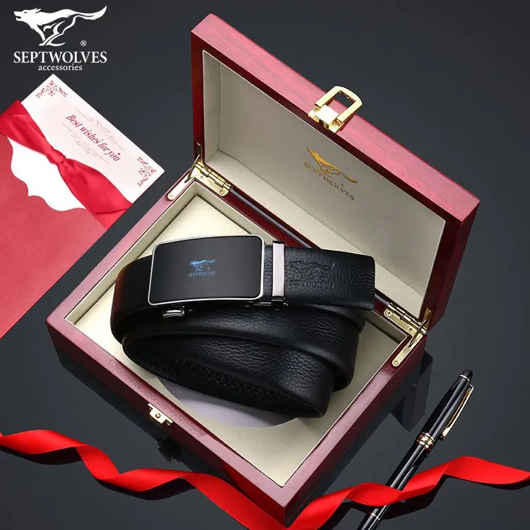 七匹狼新款男士皮带真皮自动扣牛皮时尚磨砂休闲年轻人裤腰带正品