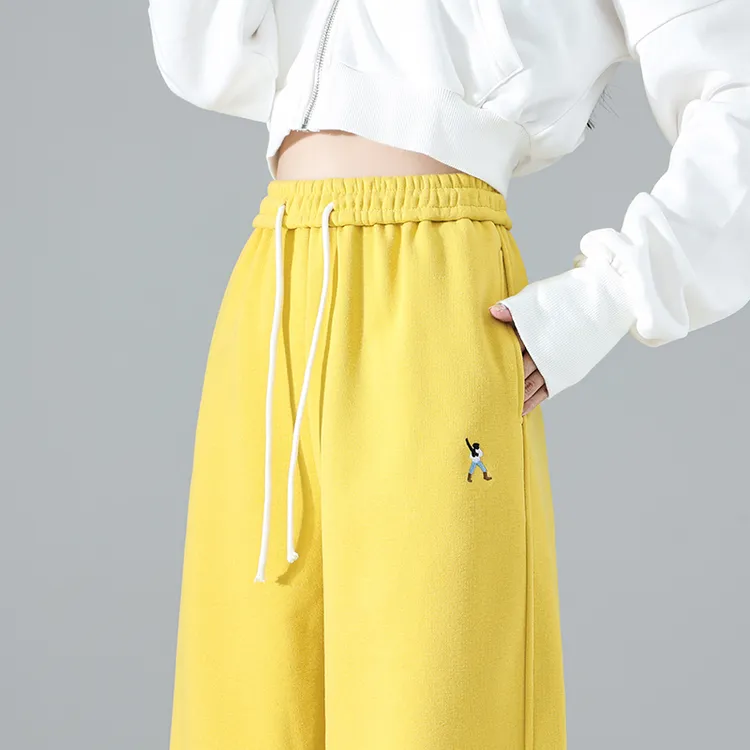 实拍加绒加厚宽松休闲裤女2024年秋冬季新款高腰直筒束脚卫裤女