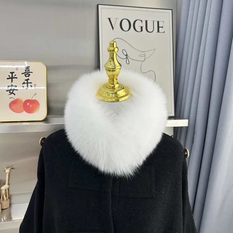 100%真毛双面真狐狸獭兔毛女士保暖围巾吸扣款时尚简约冬季百搭