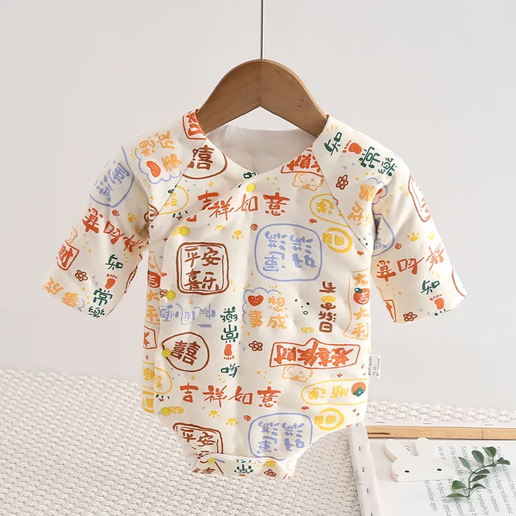 包屁衣婴儿秋冬加厚男女宝宝手工棉花长袖三角哈衣新生儿连体睡衣