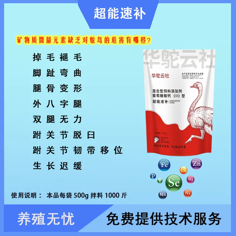 锦森云牧速补复合矿物质元素营养添加剂鸵鸟养殖【华鸵云社】畜牧
