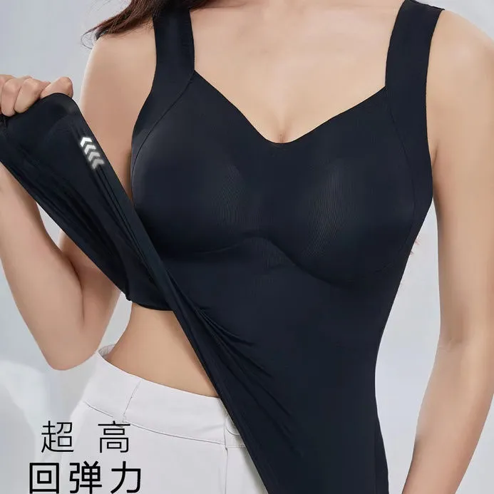 夏季薄款冰丝美背内衣提拉聚拢文胸带胸垫背心一体式修身打底女J