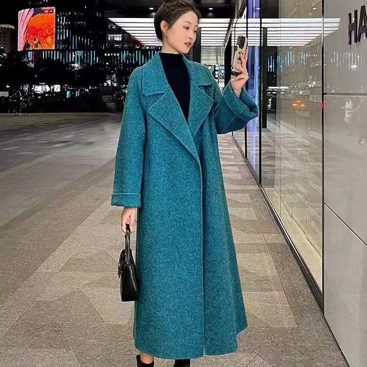 工厂直销赫本风双面羊毛大衣女骆驼绒中长款秋冬新款羊绒毛呢外套