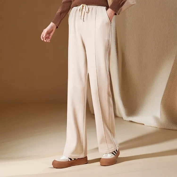 【寒冬不怕】加绒加厚休闲裤保暖兼显瘦显高直筒阔裤糯米裤高腰1079
