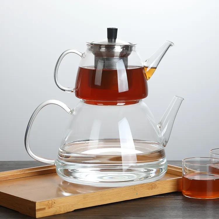 大容量玻璃烧水壶透明加厚高硼硅玻璃分体子母壶土耳其茶壶套装