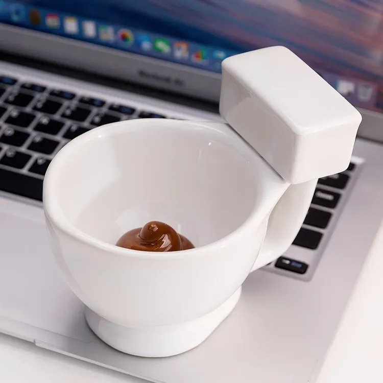 【新趣】马桶杯子带盖子礼物创意陶瓷水杯搞怪恶搞网红马克杯粑粑